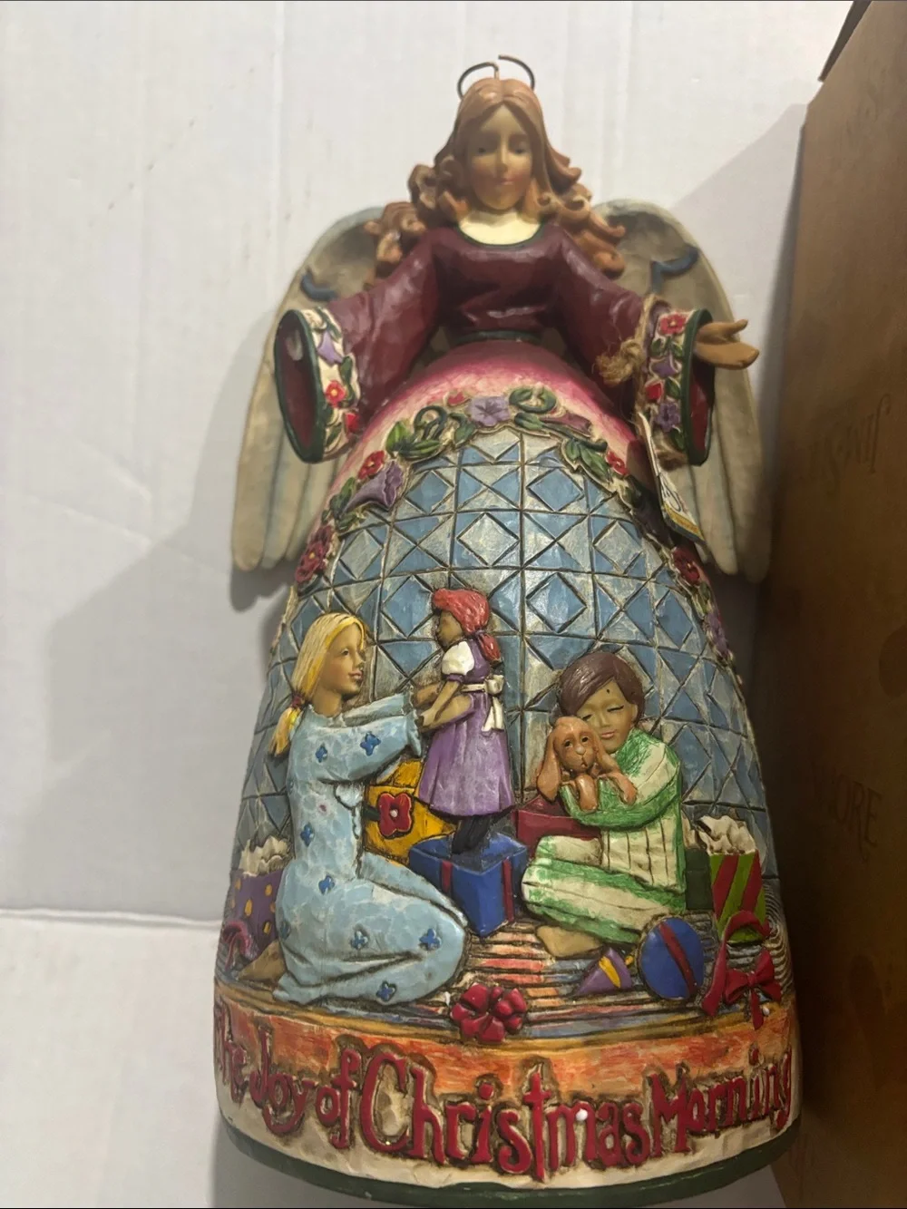 Jim Shore Red Pink Blue Green Holiday Angel Figurine  joy of Christmas morning